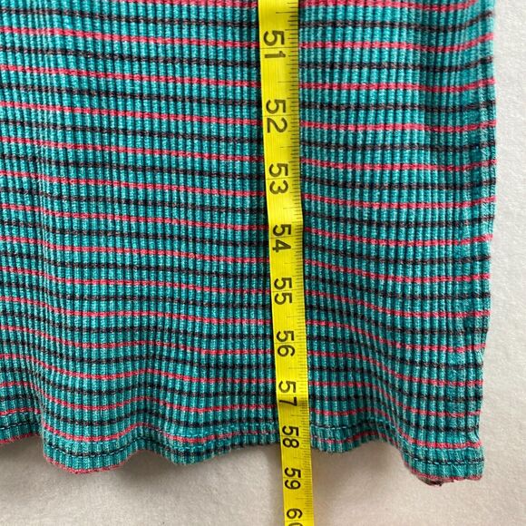 FREE PEOPLE Dress L Terra Ribbed Jersey Halter Striped Cutout Maxi Blue - Picture 15 of 16